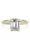 14K Solid Yellow Gold Emerald Cut Lab Grown Diamond Engagement Ring 2.75ctw - $1,484.99