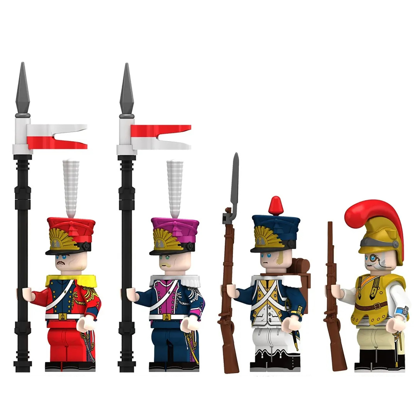 4Pcs Napoleonic Wars Soldier Minifigures Dutch Squadron Lancer Guard Min... - $10.89