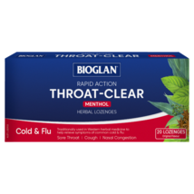 Bioglan Rapid Action Throat-Clear 20 Herbal Lozenges – Menthol Flavour - $72.43