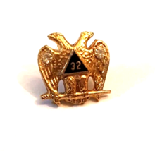 Masonic Double Eagle 32nd Degree Pin Tie Tack Back Scottish Rite Freemasonry Vtg - £7.74 GBP