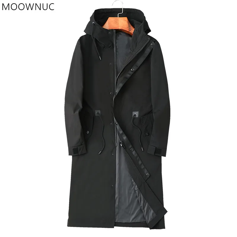 2021 Autumn and Winter New Business Casual Men&#39;s Long Black Windbreaker ... - £234.65 GBP