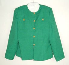 Vtg Henry Lee Mod Green Career Textured Jacket Blazer Sz 10 St Patricks ... - $39.55