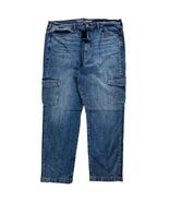 Torrid High-Rise Straight Duo Denim Cargo Jeans Blue Stretch 22 Tall NWT - $47.99