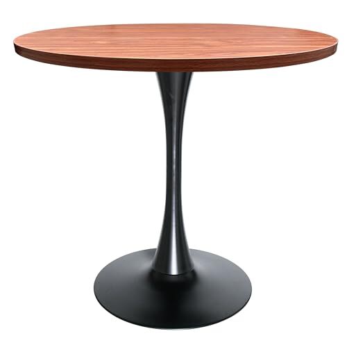 LeisureMod Bristol 36" Round Dining Table, Modern MDF Top & Black Iron Pedestal  Item image 5