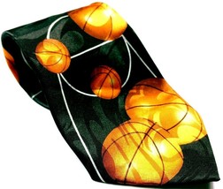Basketball Court Sport Black Orange Men&#39;s Necktie Novelty - $10.40