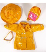 Vintage Yellow Raincoat Belt Hat Backpack Coat measures 8&quot; long See meas... - £6.32 GBP