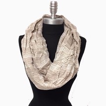 New Fashion Infinity Scarf Wrap 2-Circle Striped Beige White Soft HIGH Q... - £5.38 GBP