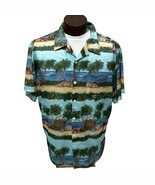 Vintage Ocean Current Hawaiian Shirt Mens XL Old Cars Palm Trees Beach S... - $32.66 CAD