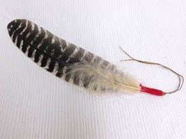 Native American Made Sacred Prayer Feather with Red Wrap - £20.16 GBP