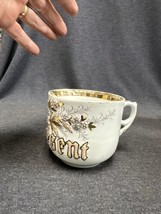 Antique Mustache Cup, German Porcelain, Present Motto Mug - $9.90