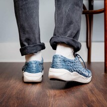 Marco Di Milano Genuine Ostrich Skin Luxury Sneaker Shoes Varenna Blue Jeans image 9
