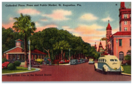 Cathedral Place Plaza and Public Market St Augustine Florida Postcard - £11.73 GBP