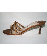 JIMMY CHOO Brown Leather Strappy Heel Sandal Size 37-1/2  7.5 - £140.46 GBP