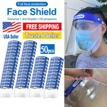 50Pcs Safety Full Face Shield Reusable Washable Protection Cover Face Mask - £107.47 GBP