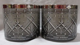 White Barn Bath &amp; Body Works 3-wick Scented Candle Set Lot of 2 SWEET WHISKEY - £53.91 GBP