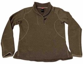 The North Face Brown Pullover Fleece Women&#39;s Large 1/4 Toggle Button Swe... - $18.50