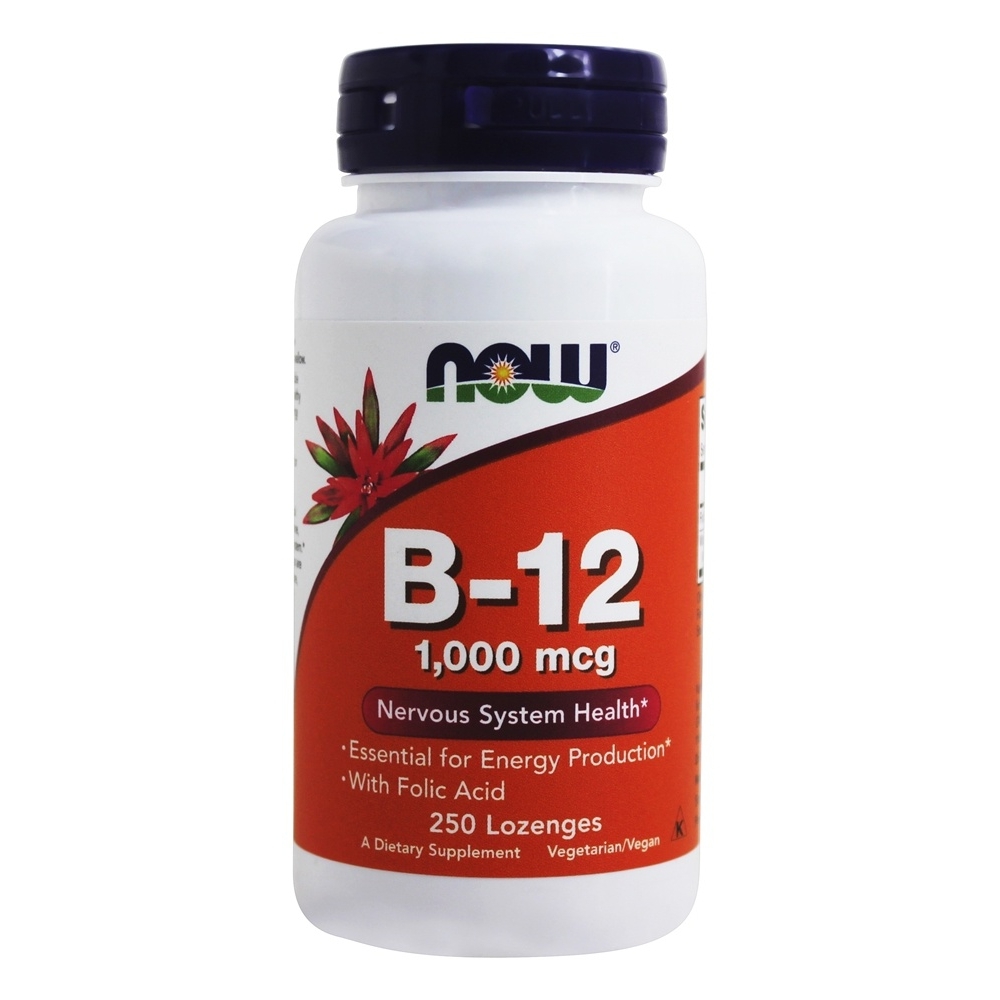 NOW Foods B12 with Folic Acid 1000 mcg., 250 Lozenges - $14.19