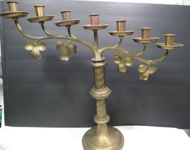Victorian L &amp; R Lamb NY Brass Candelabra 1918 Branches Leaves 7 Light Twist - £175.28 GBP