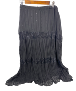 Maggie Barnes Maxi Skirt Black Tiered Crinkle Whimsigoth Vamp Festival 2... - $55.74
