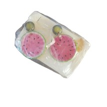 Vintage Womens Pierced Earrings Pink Green Watermelon Slices Push on Cli... - $4.00