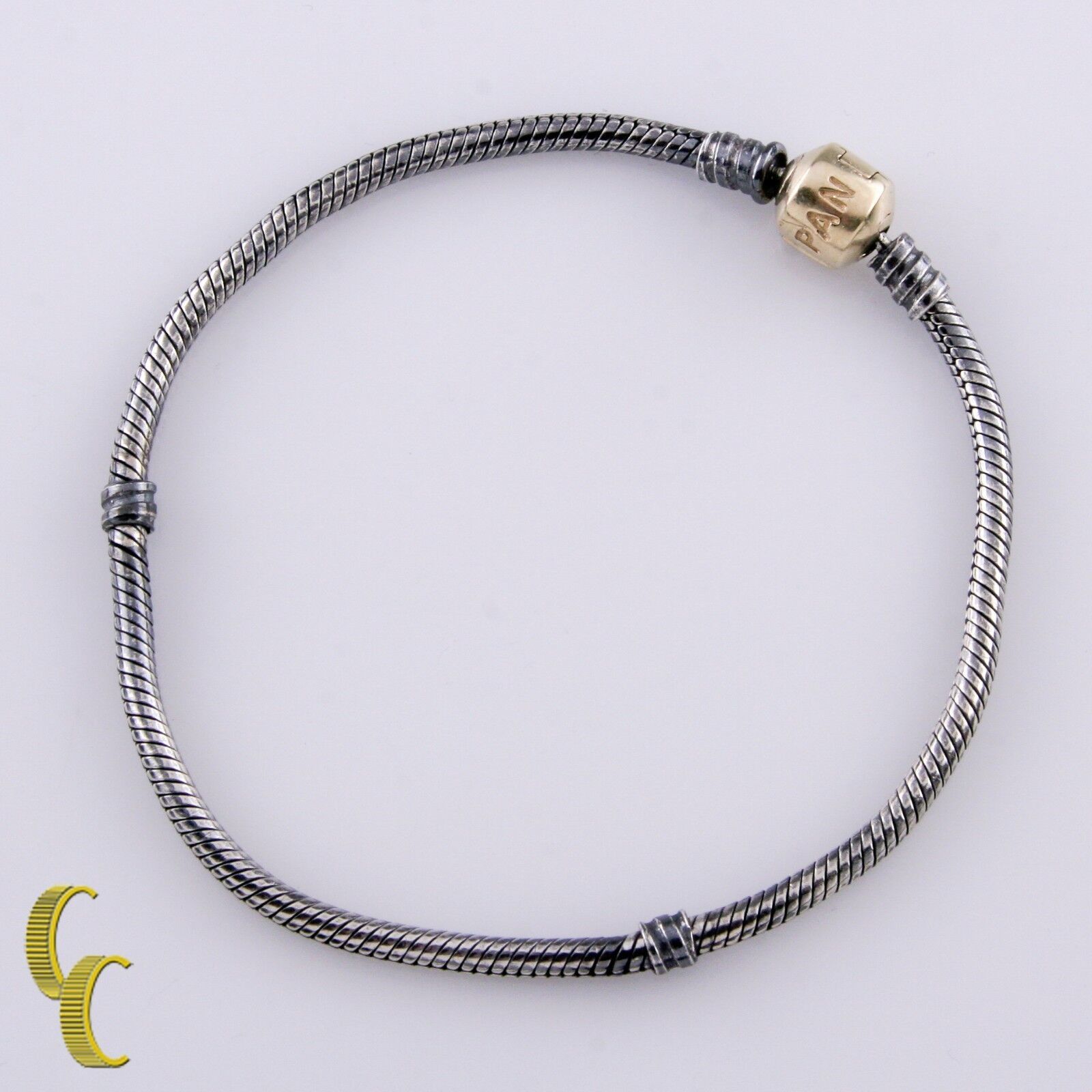 Pandora Sterling Silver & 14k Yellow Gold Snake Chain Bracelet 8 3/8" - $274.44