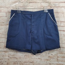 Sears Vintage 1970s Womens Medium? Navy Blue Chino Shorts Flat Front Pockets - £16.79 GBP