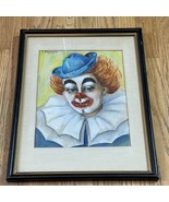 Clown Portrait Watercolor, Framed, Mid-Century (1970) L.  Brinkmann - $45.00