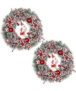 Christmas Wreaths for Front Door, 2 Pack 18&quot; Santa Skiing Poinsettias w/... - $523.48 MXN