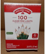 Christmas Mini Lights Clear 100 Each 23 Feet Long Green Wire Indoor/0utd... - $5.49
