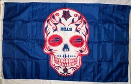 Buffalo Bills Sugar Skull Day Of The Dead Man Cave Banner Flag 3ft. x 5f... - $18.00