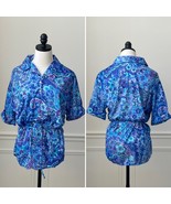 NOS NEW Vintage 70s Psychedelic Print Polyester Belted Tunic Haband Top L - $322.09 MXN