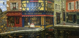 Viktor Shvaiko &quot;Last Leaves&quot; Cafe Scene Hand Signed/# Embellished PCOA Stretched - £925.04 GBP