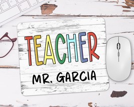 Personalized Teacher Mouse Pad, Teacher Gift For Men, Male Teacher Office Decor, - £11.73 GBP