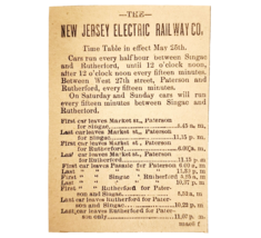 1895 New Jersey Electric Railway Time Table Advertisement Victorian Trai... - $19.99