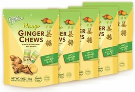 5 PACK PRINCE OF PEACE GINGER MANGO CHEWS CANDY SWEET &amp; SPICY CHEWY ORGANIC - $24.75