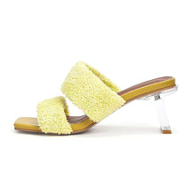 Fashion sandals, hairy upper mid-heel sandals and slippers, crystal heel... - £42.09 GBP