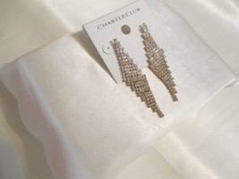 Charter Club Gold-Tone Pave Crystal Dangle Drop Earrings  A671 - £11.33 GBP