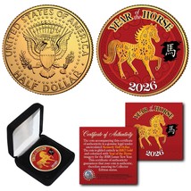 2026 Lunar New YEAR OF THE HORSE 24K Gold Plated JFK Half Dollar US Coin... - $14.95