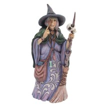 Jim Shore Witch With Broom Skull 10" High Heartwood Creek Halloween Collectible