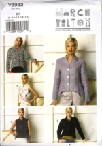 Vogue V8982 Button DownTops Marcy Tilton Misses 8 to 16 UNCUT Sewing Pat... - $22.07