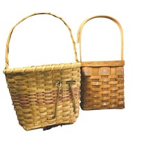 2 Vintage Wicker Wall Hanging Basket/Pocket Cottage Core Unbranded - $35.68