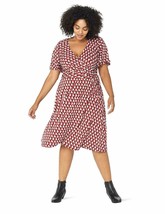 Donna Morgan Women&#39;s Plus Size Dress Faux Wrap Jersey Cranberry/Bright O... - £70.50 GBP