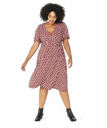 Donna Morgan Women&#39;s Plus Size Dress Faux Wrap Jersey Cranberry/Bright O... - £70.41 GBP