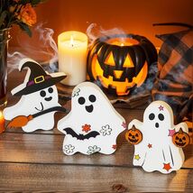 Popest 4 PCS Fall Pumpkin Decor Wood Sign Block Set White Farmhouse - €3,68 EUR