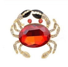 Stunning Vintage Look Gold Plated Red CRAB Designer Brooch Broach Cake Pin B53 - £13.66 GBP