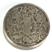 Antique Persian Silver Trinket Case Box Engraved w/ Flowers &amp; Love Birds... - £439.91 GBP