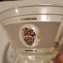 Vintage Hazel Atlas Glass Bowl  Gold Grapes &amp; Wheat Design Replacement S... - $23.75