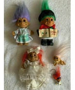 5 VTG Russ Troll dolls Grandma Bride Christmas Caroler Crawling Baby Key... - £28.86 GBP