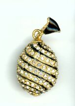 Russian Faberge Egg Pendant Scroll Gemstones with Black Enamel, More-
sh... - $32.62