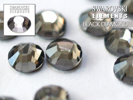 Swarovski Flat Back (NON HOTFIX) Blk Diamond Rhinestones SS12Ø3.5mm (100Pcs/Bag) - £5.85 GBP